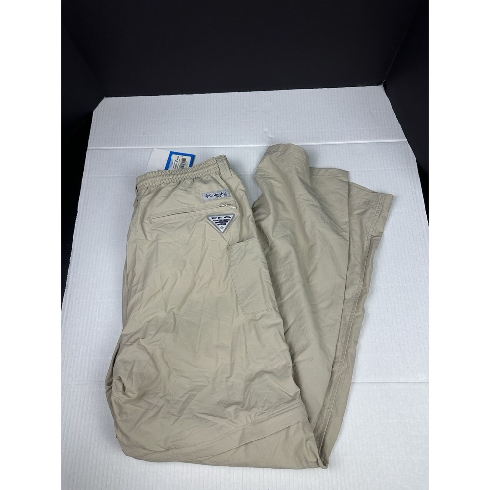 Columbia PFG Pants Mens 32x32 Beige Backcast Convertible Fishing Nylon Hiking